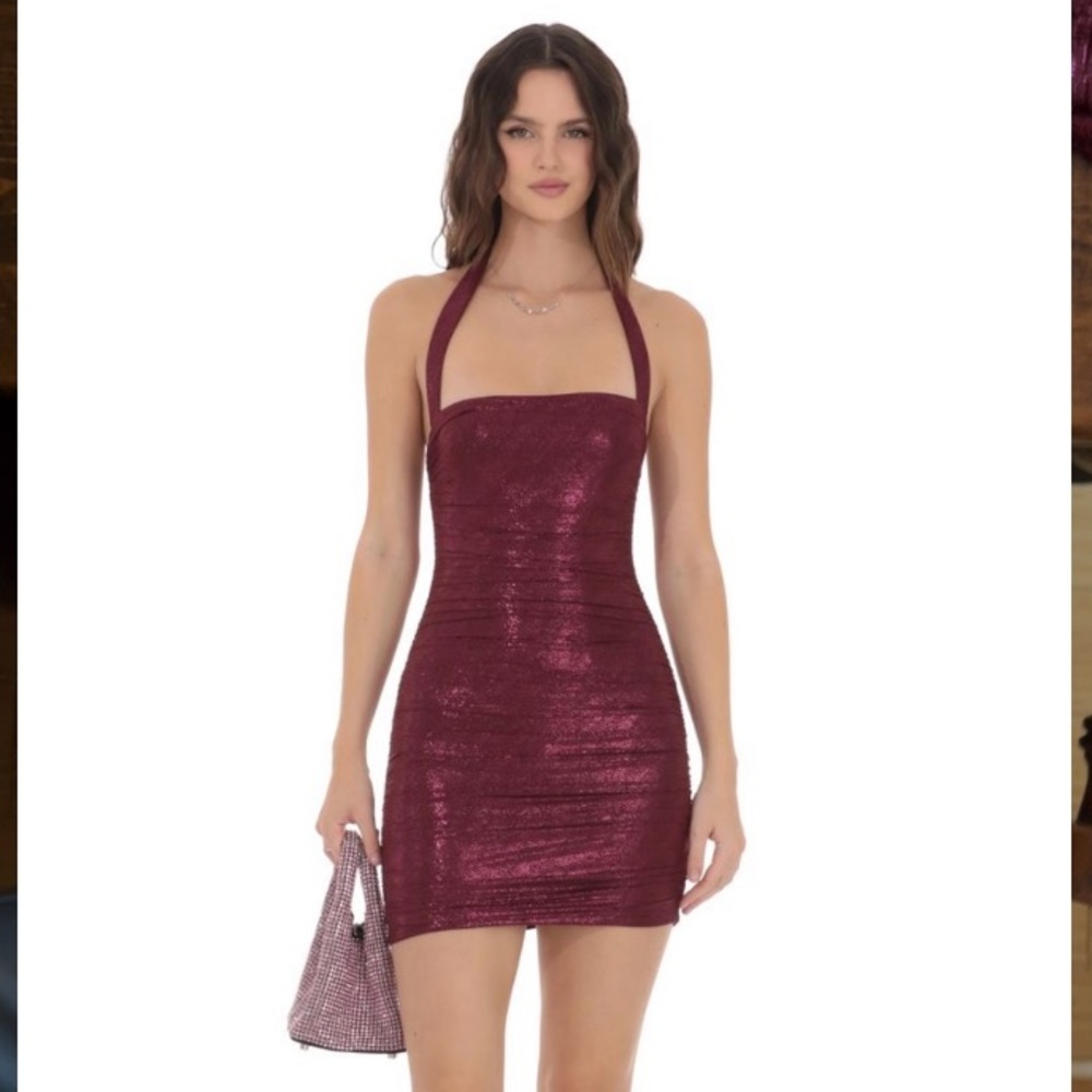 NWT Lucy in the Sky Shimmering Burgundy Mini Dress